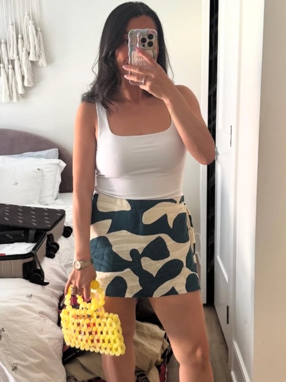 Abercrombie & Fitch Abstract Camo Mini Skirt in Green and Cream